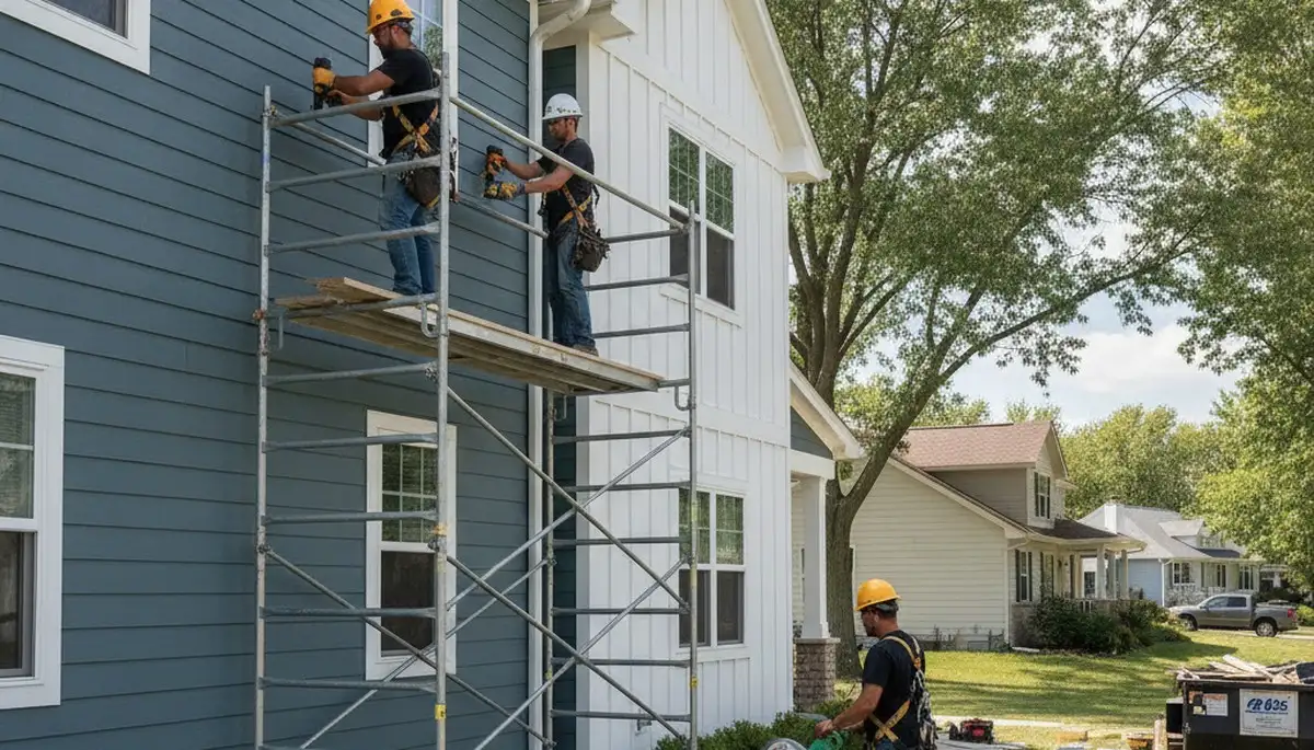 Siding contractor in Milwaukee, WI installing exterior siding on a home
