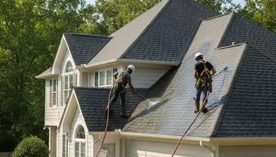 Milwaukee, WI siding contractors inspecting roof cleaning needs for moss, algae, and debris removal