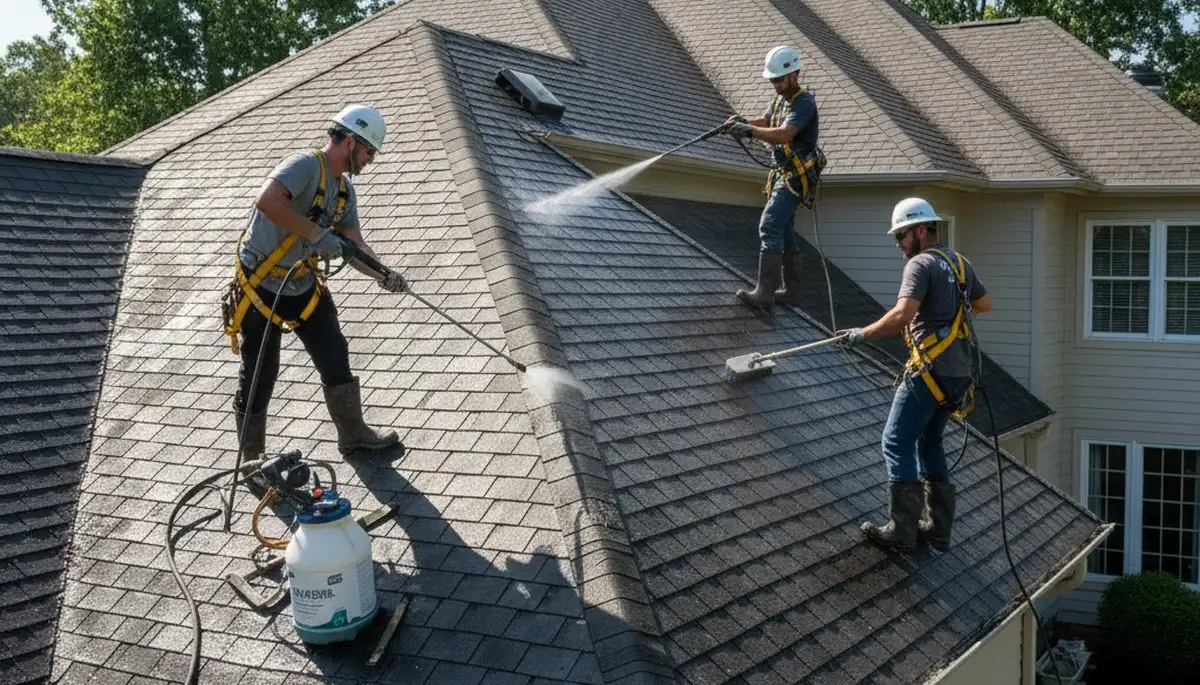 Milwaukee, WI siding contractor exterior cleaning for roof moss, algae, and debris removal