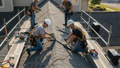Milwaukee, WI siding repair crew inspecting and replacing damaged exterior siding on a home
