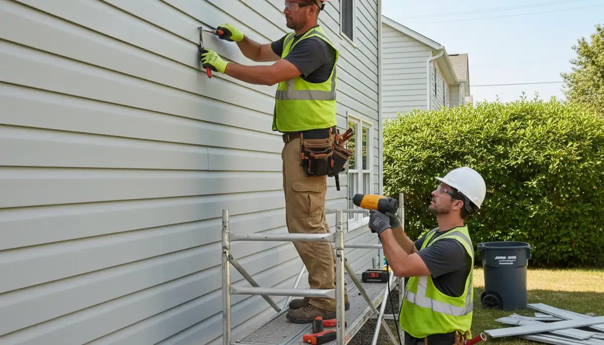 Vinyl siding repair service in Milwaukee, WI for cracked and storm-damaged siding on a home