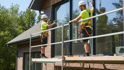 Milwaukee, WI siding contractor installing energy-efficient replacement windows on a home